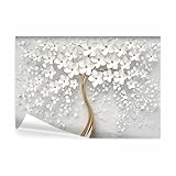 decomonkey Fototapete Blumen Baum 350x256 cm XL Tapete Fototapeten Vlies Tapeten...