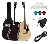 Rocktile WSD-8CE-NT Slim Line Westerngitarren Set - Dreadnought Akustik Gitarre...