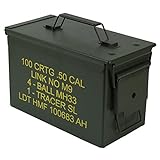 HMF 70011 Munitionskoffer, US Ammo Box, Metallkiste, 30 x 19 x 15,5 cm, grün