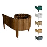 Floranica Rasenkante Höhe 20 cm Braun 200 cm Lang Gartenzaun Flexibler Holzzaun...