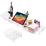 Badewannenablage Kunststoff, Ausziehbare Badewannenbrett von 56 bis 79 cm,...