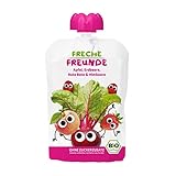 FRECHE FREUNDE Bio Quetschie Apfel, Rote Bete, Erdbeere & Himbeere, Fruchtmus im...