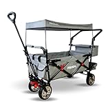 FROSAL Bollerwagen faltbar mit Dach Leo Silbergrau Soft | Transportwagen...