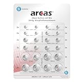 Arcas 12752400 - Alkaline und Lithium Knopfzellen Sortiment, 24 teilig, 16x Alkaline und 8x Lithium, ideal für Uhren, Taschenrechner, Spielzeug und Schlüsselleuchten