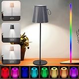LED Tischleuchte Kabellos, Dimmbare LED Akku Tischleuchte, Weißes Lichtfarbe...