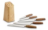 ECHTWERK Edition aus hochwertigem Stahl, 6-teiliges Messerset mit Holzblock aus...