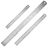 SUI-lim 3 Stücke Metall Lineal, Präzisions Doppelseitenskala Kante...