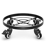 WELDUN Metall Pflanzenroller, Ø32 cm Garten Pflanzgefäßständer mit Rollen,...