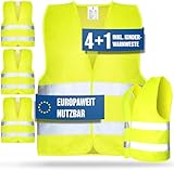 HELDENWERK Warnwesten Auto 5er 4+1 Set Europaweit gültig nach EN ISO 20471 -...