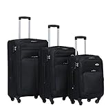 BEIBYE Stoff Kofferset Trolley Gepäckset mit Vorder Taschen, Oberer Öffnung...
