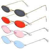 4 Stück Retro Sonnenbrille Oval Brille, Vintage Sonnenbrillen Set, Sonnenbrille...