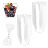 Fousenuk 50 stück dessertgläser mit Löffeln plastik, 2oz/60ML dessertschalen...