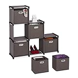 Relaxdays Stufenregal mit Boxen, DIY Steckregal mit 6 Fächern, HBT: 110 x 108 x...