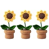 YANGSHINE Künstliche Mini-Topfblumen, handgefertigt, gehäkelt, handgestrickt,...