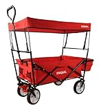 FROSAL Bollerwagen Max faltbar mit Sonnendach & Bremse Handwagen klappbar rot...