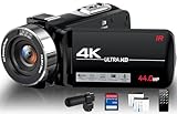 Videokamera Camcorder 4K, 44MP Vlogging Camera für YouTube, 18X Digitaler Zoom...