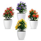 Urker 4 Stück Kunstblumen im Topf, Künstliche Blumen im Topf, Künstliche...