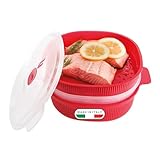 Snips - Dampfgarer für Mikrowelle Rot 4L, Microwave Mikrowellenschüssel mit 2...