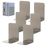 6 Stück Buchstütze Acryl - Transparenten Grau Buchstützen mit Anti-Rutsch...