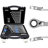 HASKYY 12tlg I 8-19mm I Ratschenschlüssel-Set I 15° Arbeitswinkel I...