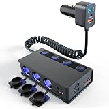 Enisina 180W Zigarettenanzünder Verteiler Adapter, USB C PD 30W Schnellladung,...