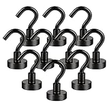 10 Stück Magnethaken Extra Stark, Schwarz Neodym, Super Starke Magnete mit...