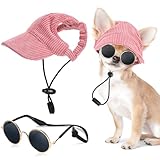 Jadive Hunde Sonnenhut mit Ohrlöchern Katze Hunde Sonnenbrille mit Rutschfestem...