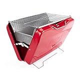 TAINO MOX Holzkohlegrill BBQ Koffergrill Camping-Grill Kohlegrill Retro-Stil...