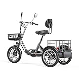 cysum Elektro Dreirad für Erwachsene, 16 Zoll faltbares 3 Rad E-Bike, 48 V 22...