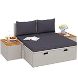 Outsunny Polyrattan Sonnenliege für 2 Personen Doppelliege mit Fußhocker...