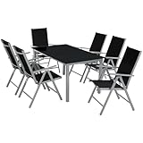 tectake® Sitzgarnitur Aluminium Klappstühle, Lounge Set mit 6X Stühle und 1x...
