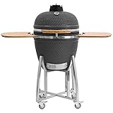 BBQ-Toro Kamado Grill Ø 52 cm 'KURO', Grau | Holzkohlegrill mit Bambusablage,...