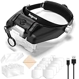 Exgoon Lupe mit Licht, 1- bis 14-fache Vergrößerung, Lupenbrille mit 6...