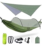 Ultraleicht Outdoor Hängematte mit Moskitonetz und Regenfliege Tarp, 2 Personen...