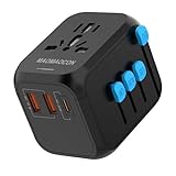 Reiseadapter Weltweit, Universal Reisestecker mit PD20W, 2 USB, 1 USB C und 1AC...