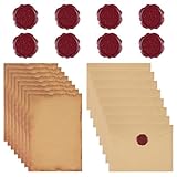 Briefpapier mit Umschlag Set, 24 Stück Vintage Schreiben Set mit 8 Kraftpapier...
