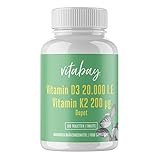 Vitabay Vitamin D3 20.000 I.E. + K2 200 mcg Depot | Premium: 99,99% All Trans |...