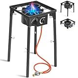 BACOENG Hockerkocher Gas 10KW mit Abnehmbare Füße, Campingkocher Inklusive 1.5...