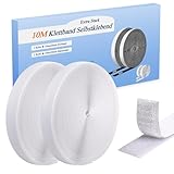 Klettband Selbstklebend Extra Stark 10Mx20mm, Weiß Doppelseitig Klett Mit...