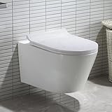Hänge WC Spülrandlos aus Keramik - Wand WC mit Abnehmbareren Deckel - Toilette...