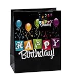 TSI Geschenktüten HAPPY BIRTHDAY SCHWARZ, 3er Packung, Größe: Mittel (HxBxT...