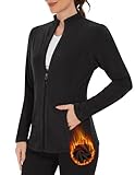 WOWENY Fleecejacke Damen Warm Gefüttert Sweatshirt mit Stehkragen und Full Zip...