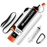 PLUVIA® Blacktube Wasserfilter Outdoor inkl. Karabiner und Verlängerungshalm...