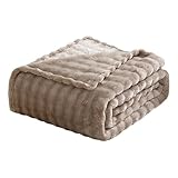 Plüschdecke mit Kaninchen-Kunstfell, mit Samt-Flanell-Seite, flauschige Decke...
