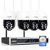REIGY 5MP WLAN Überwachungskamera Set Aussen mit PT Kamera, Funk NVR...