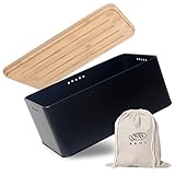 Theo&Cleo Brotkasten mit Schneidebrett, 33x21x15cm, Matte Brotbox mit Holzdeckel...