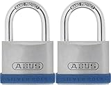 ABUS Vorhängeschloss Silver Rock 5/40 aus massivem Zink - 2er Set - mit Silikon...