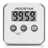 Aigostar Timer - Digitaler Küchentimer mit Großem LCD-Display, 3 in 1 Stoppuhr Countdown Wecker Timer, Multifunktionstimer mit Magnet, Ständer und Loch, zum Kochen, Studieren, Sport