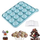 Cake Pop Formen, 1 Stück Silikon-Kuchenform, mit 200 Stäbchen, 20 Kavitäten...