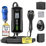 Ladekabel Typ 2 CEE Stecker Mobile Wallbox 7,4kW - 7m|6-32A|1-phasig Tragbare EV...